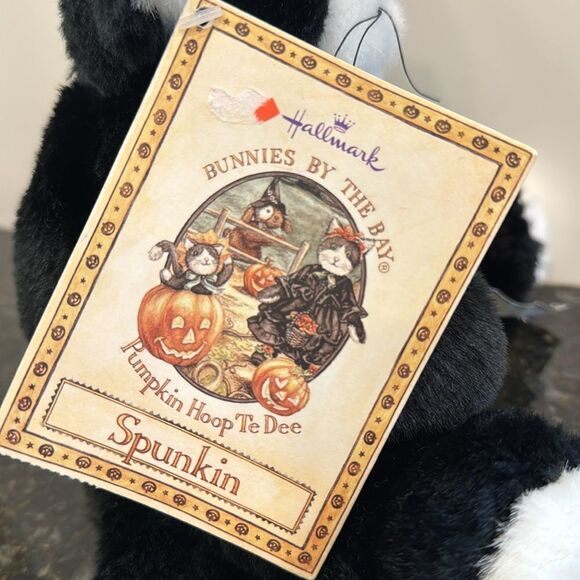 Halloween  SPUNKIN Black & White Cat Plush Bunnies By the Bay 2020 NEW Stuffed - Picture 5 of 9